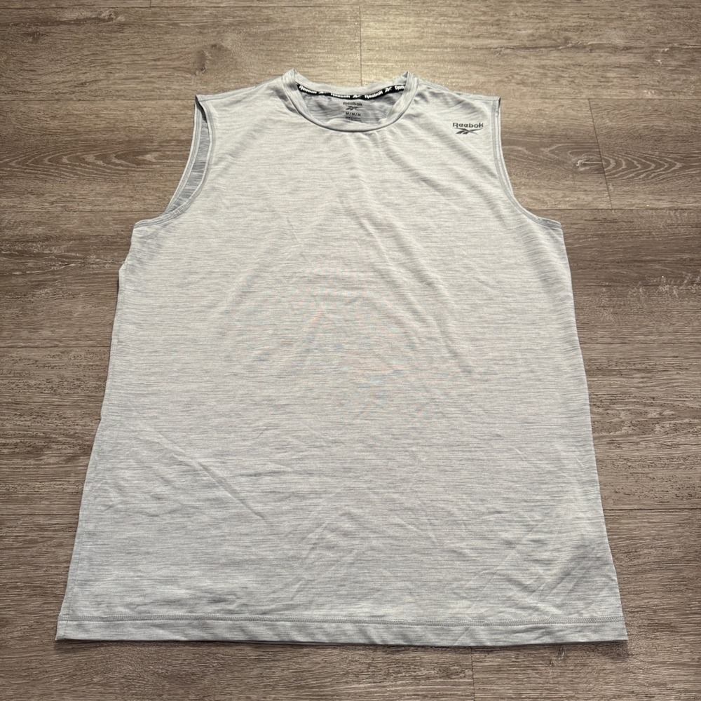 Reebok Muscle Tank Mens M Gray Performance Activewear Gym Workout Lightweight